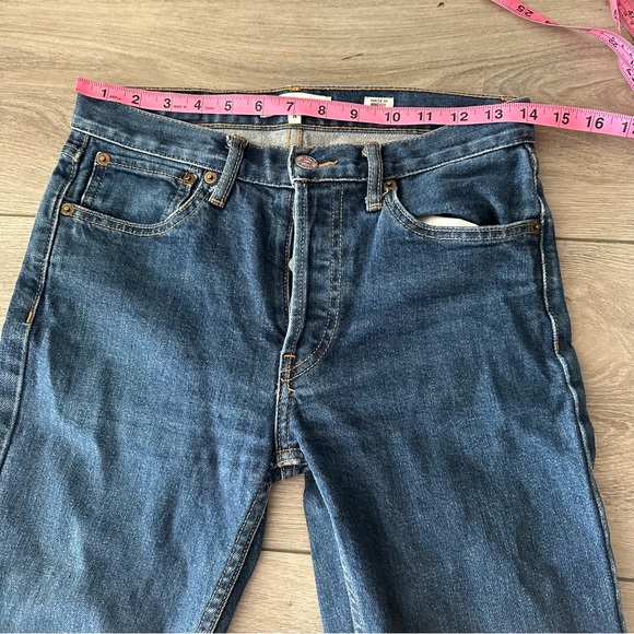 RE/DONE Originals Women's High Rise Ankle Crop Jeans in Rinse Button Fly - Picture 9 of 10